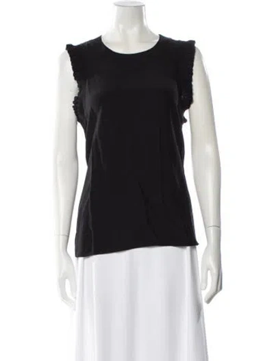 Pre-owned Cinq À Sept Silk Crew Neck Top W/ Tags In Black