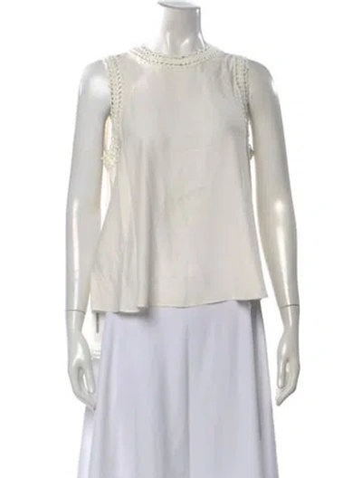 Pre-owned Cinq À Sept Silk Crew Neck Top W/ Tags In Neutral