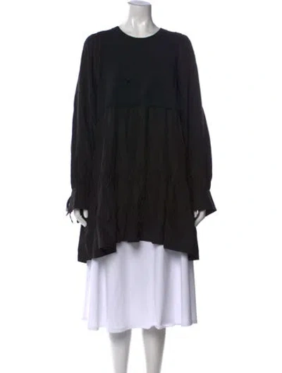 Pre-owned Cinq À Sept Silk Crew Neck Tunic W/ Tags In Black