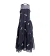 Cinq À Sept Roberta Embroidered Sleeveless Silk Cocktail Dress In Navy