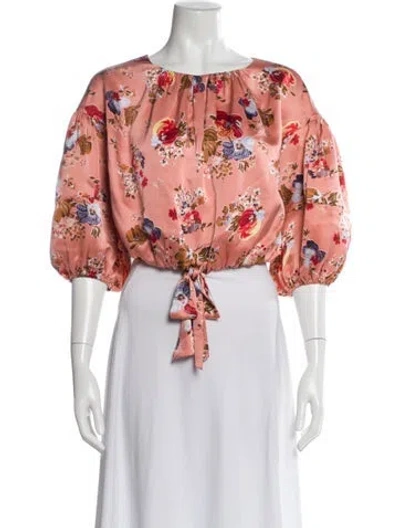Pre-owned Cinq À Sept Silk Floral Print Blouse In Multi