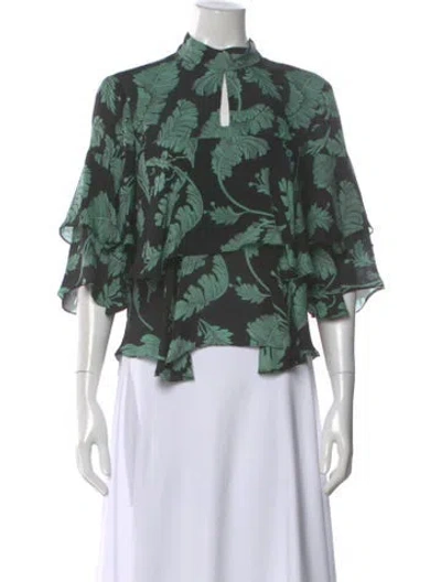 Pre-owned Cinq À Sept Silk Floral Print Blouse In Multi