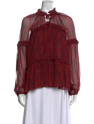 Pre-owned Cinq À Sept Silk Floral Print Blouse In Multi