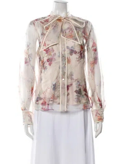Pre-owned Cinq À Sept Silk Floral Print Blouse In Multicolor