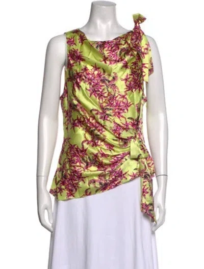 Pre-owned Cinq À Sept Silk Floral Print Blouse In Pink