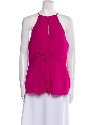 Pre-owned Cinq À Sept Silk Halterneck Blouse In Pink