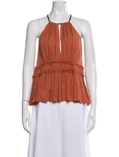 Pre-owned Cinq À Sept Silk Halterneck Top In Orange