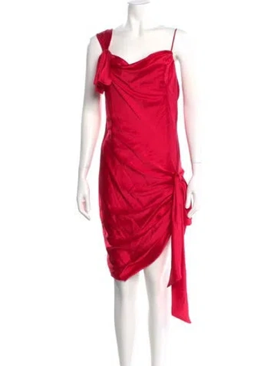 Pre-owned Cinq À Sept Silk Knee-length Dress In Red