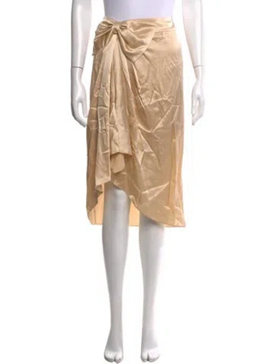 Pre-owned Cinq À Sept Silk Knee-length Skirt In Gold/neutrals