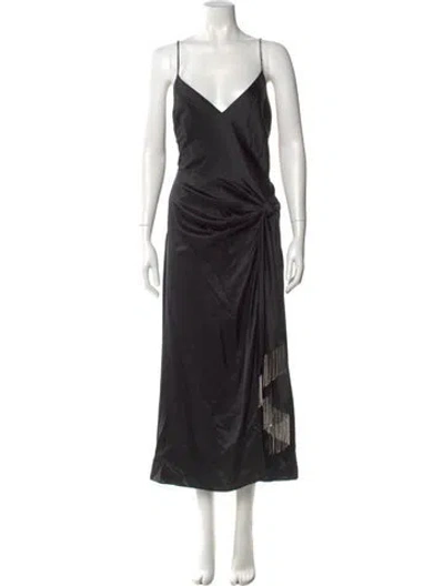 Pre-owned Cinq À Sept Silk Long Dress In Black