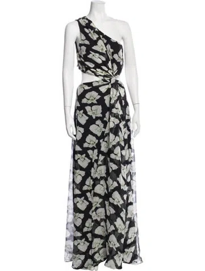 Pre-owned Cinq À Sept Silk Long Dress In Black