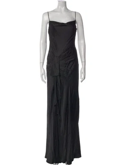 Pre-owned Cinq À Sept Silk Long Dress In Black
