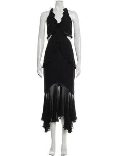 Pre-owned Cinq À Sept Silk Long Dress In Black