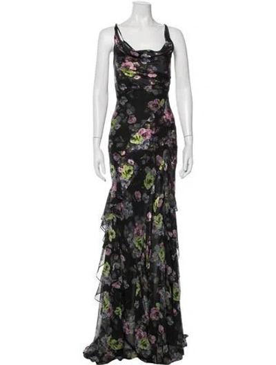 Pre-owned Cinq À Sept Silk Long Dress In Black