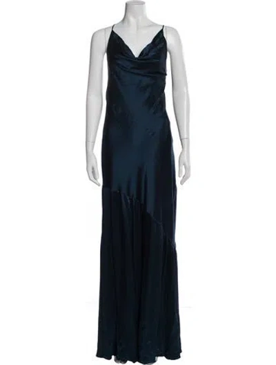 Pre-owned Cinq À Sept Silk Long Dress In Blue