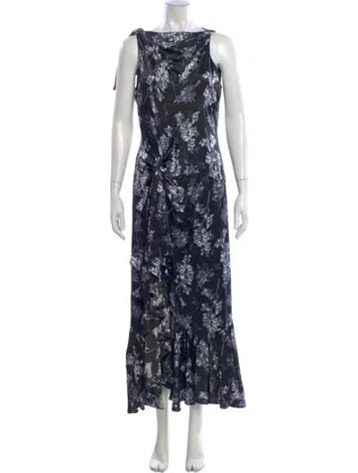 Pre-owned Cinq À Sept Silk Long Dress In Blue