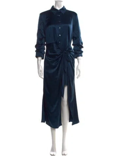 Pre-owned Cinq À Sept Silk Long Dress In Blue