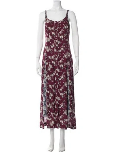 Pre-owned Cinq À Sept Silk Long Dress In Burgundy