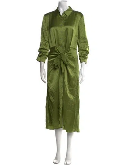 Pre-owned Cinq À Sept Silk Long Dress In Green