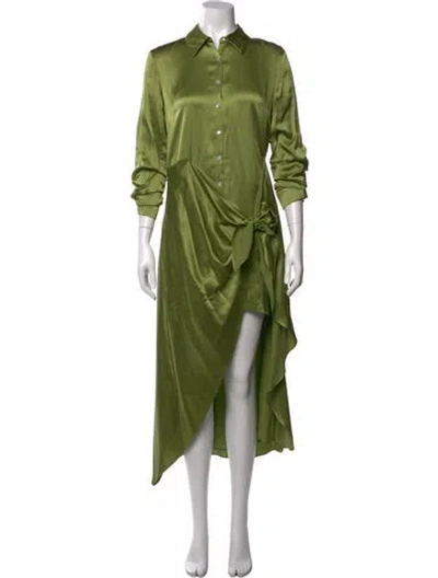 Pre-owned Cinq À Sept Silk Long Dress In Green