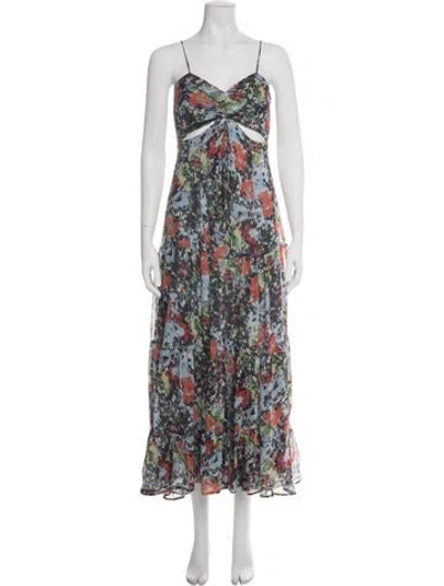 Pre-owned Cinq À Sept Silk Long Dress In Multi