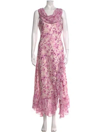 Pre-owned Cinq À Sept Silk Long Dress In Pink