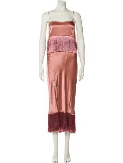 Pre-owned Cinq À Sept Silk Long Dress In Pink