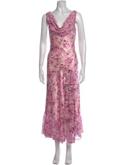 Pre-owned Cinq À Sept Silk Long Dress In Pink