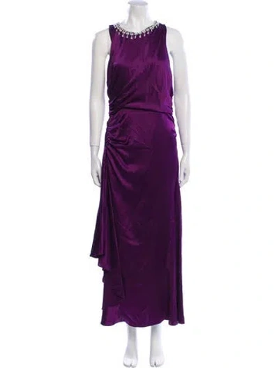 Pre-owned Cinq À Sept Silk Long Dress In Purple