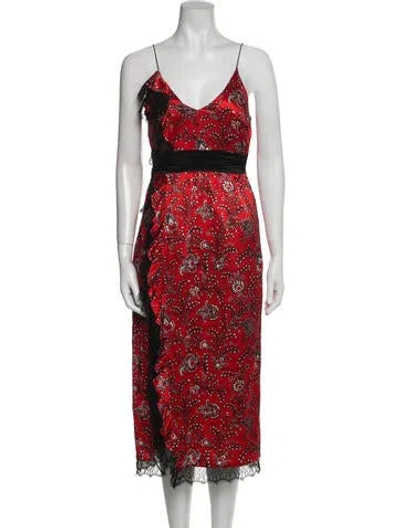 Pre-owned Cinq À Sept Silk Long Dress In Red