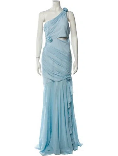 Pre-owned Cinq À Sept Silk Long Dress W/ Tags In Blue