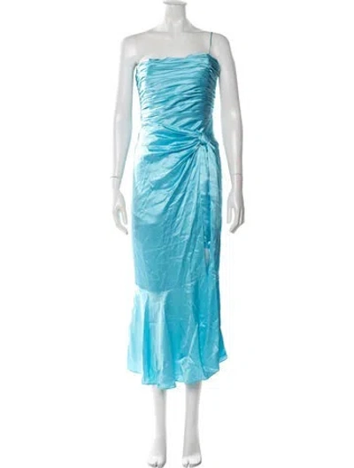 Pre-owned Cinq À Sept Silk Long Dress W/ Tags In Blue