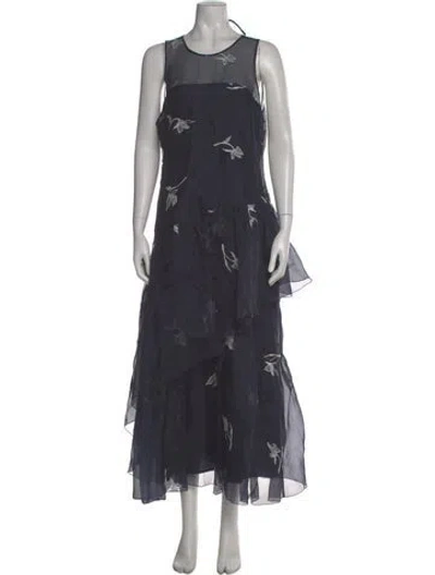 Pre-owned Cinq À Sept Silk Long Dress W/ Tags In Gray
