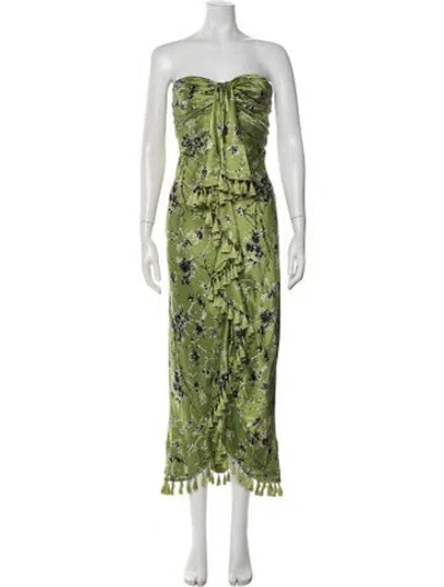 Pre-owned Cinq À Sept Silk Long Dress W/ Tags In Green