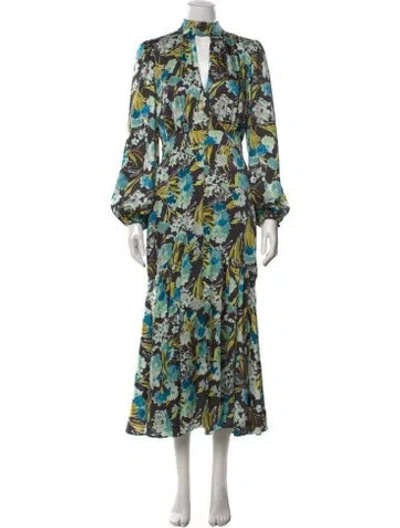 Pre-owned Cinq À Sept Silk Long Dress W/ Tags In Green