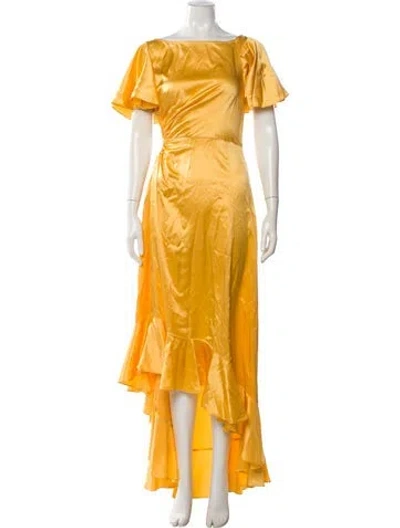 Pre-owned Cinq À Sept Silk Long Dress In Yellow
