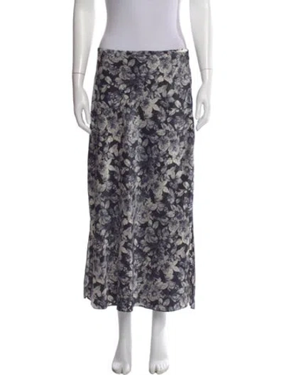 Pre-owned Cinq À Sept Silk Long Skirt In Gray