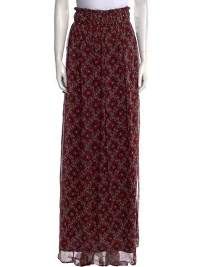 Pre-owned Cinq À Sept Silk Long Skirt In Red