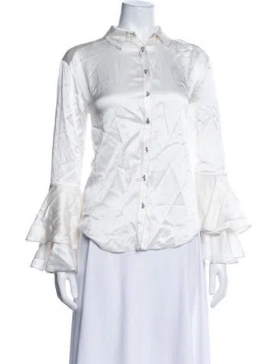 Pre-owned Cinq À Sept Silk Long Sleeve Blouse In Neutrals