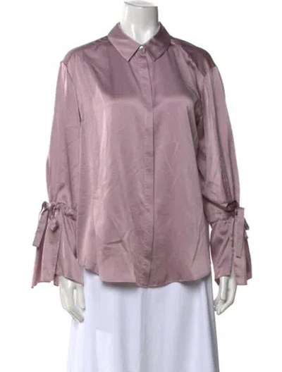 Pre-owned Cinq À Sept Silk Long Sleeve Blouse In Purple