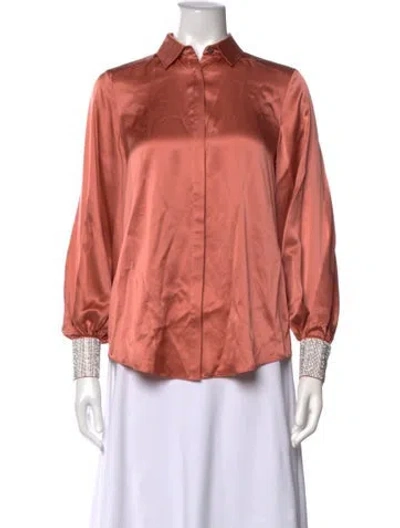 Pre-owned Cinq À Sept Silk Long Sleeve Blouse W/ Tags In Neutrals