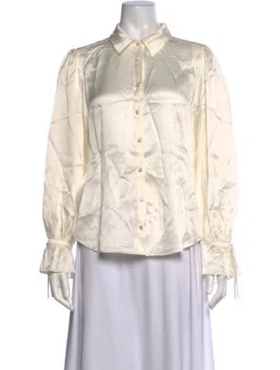 Pre-owned Cinq À Sept Silk Long Sleeve Blouse In White