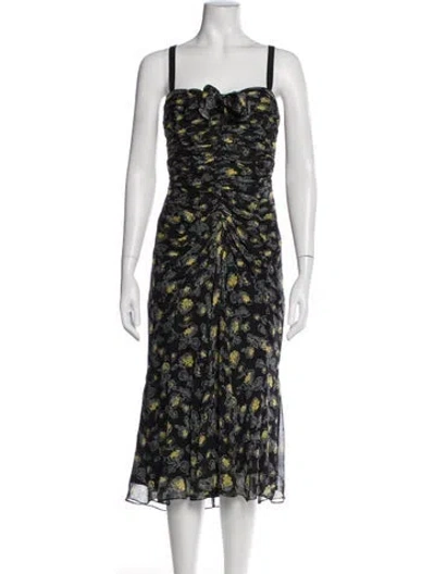 Pre-owned Cinq À Sept Silk Midi Length Dress In Black