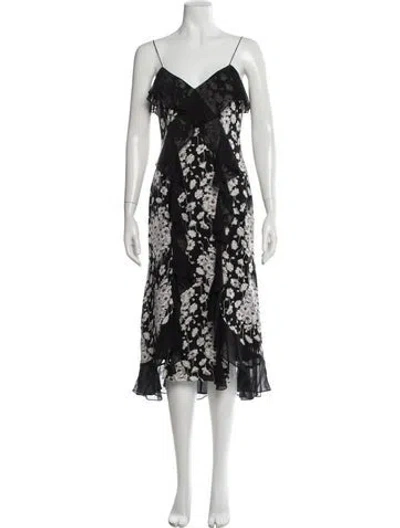 Pre-owned Cinq À Sept Silk Midi Length Dress In Black