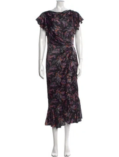 Pre-owned Cinq À Sept Silk Midi Length Dress In Black
