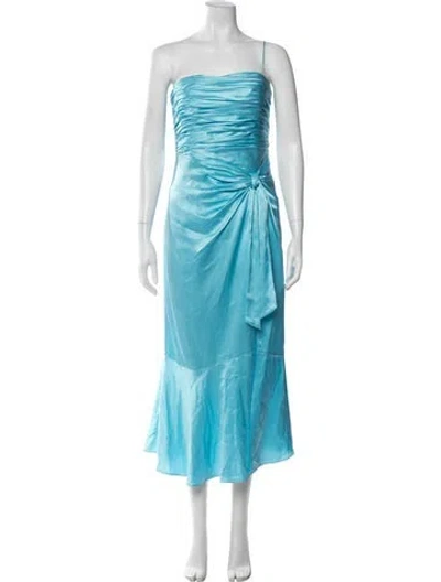 Pre-owned Cinq À Sept Silk Midi Length Dress In Blue
