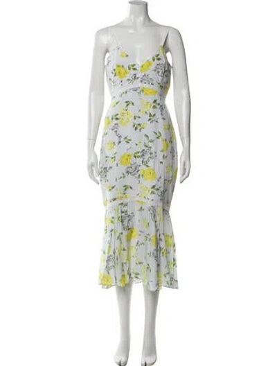 Pre-owned Cinq À Sept Silk Midi Length Dress In Blue