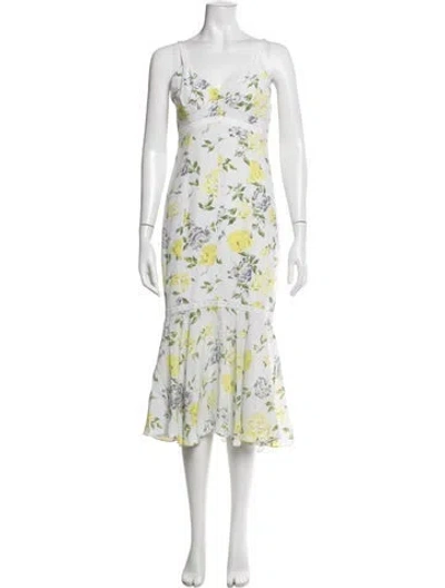 Pre-owned Cinq À Sept Silk Midi Length Dress In Blue