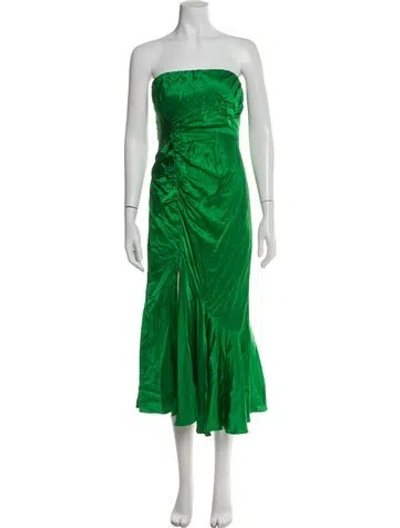 Pre-owned Cinq À Sept Silk Midi Length Dress In Green