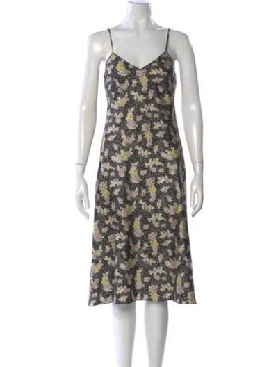 Pre-owned Cinq À Sept Silk Midi Length Dress In Multi